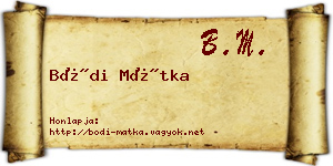 Bódi Mátka névjegykártya